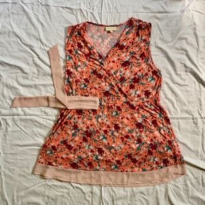 Modcloth Surplice Coral Floral Tunic
